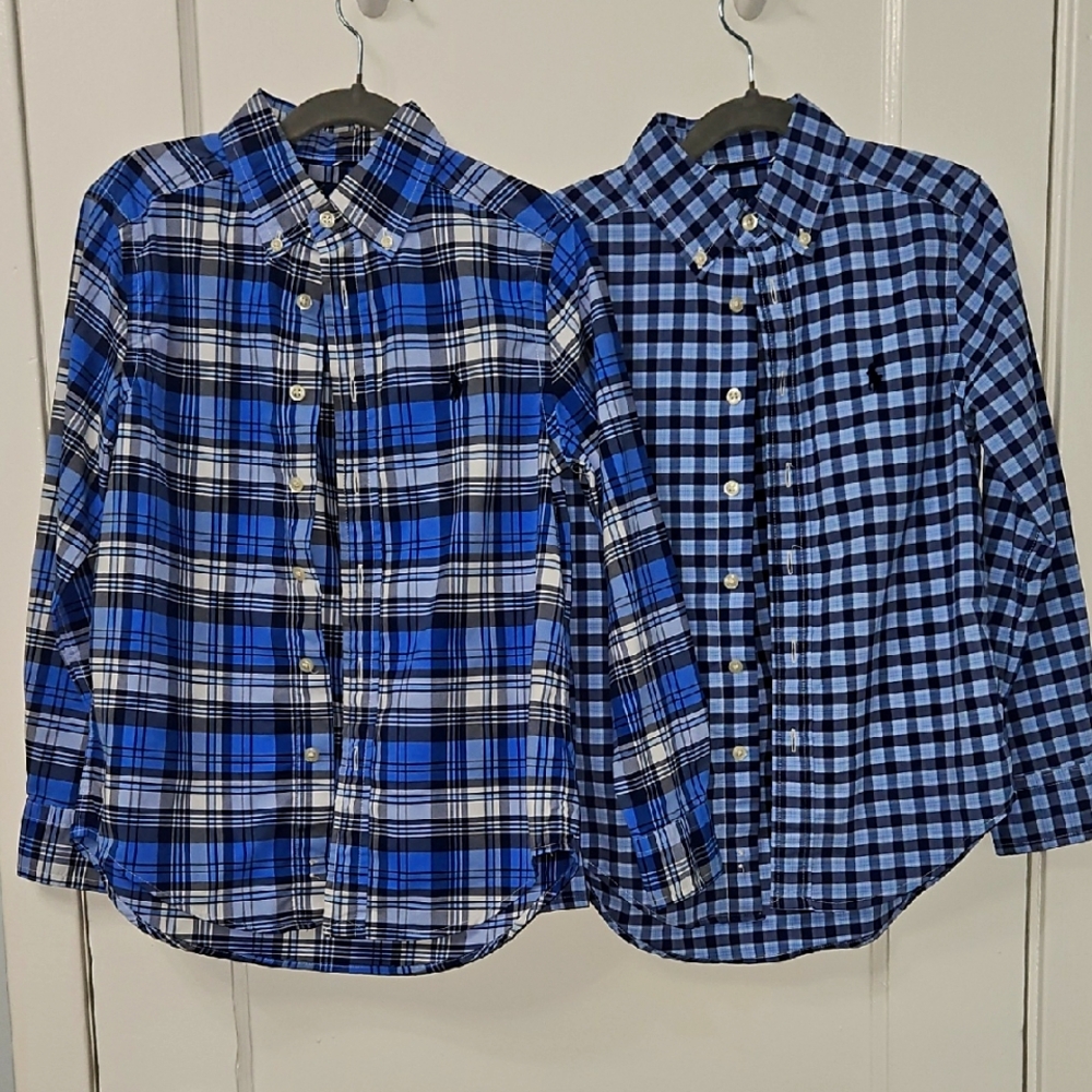 RALPH LAUREN BOYS Blue Plaid Button-Up Shirts